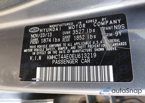 2014 Hyundai Accent Gls из США, поврежденный, VIN KMHCT4AE0EU613219